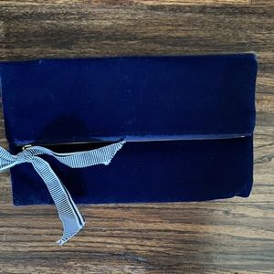new J Crew Navy Velvet Clutch